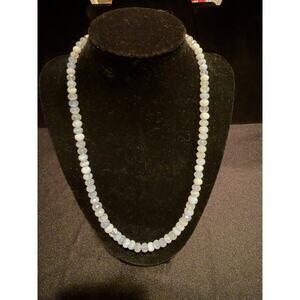 Sterling Silver 925 multi faceted blue agate stone necklace adjustable 21”